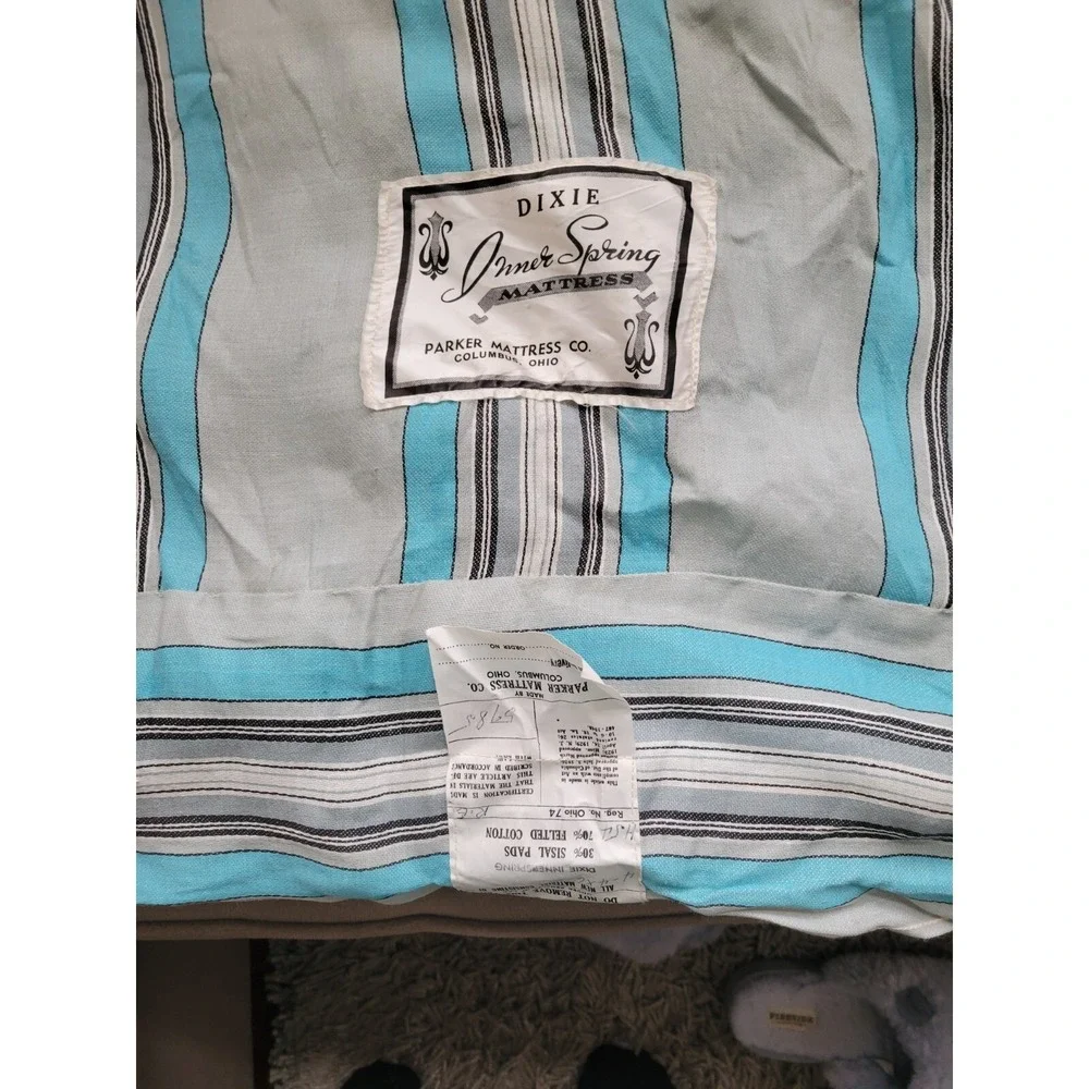 Vintage Old Stock Unused Mattress Ticking‎ Fabric Striped Turquoise